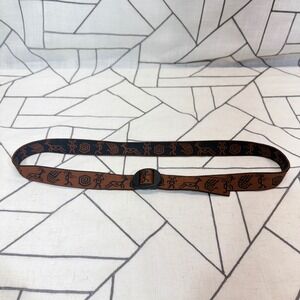 Bison Designs Web Belt 44 Brown Black Southwestern Petroglyph USA Made